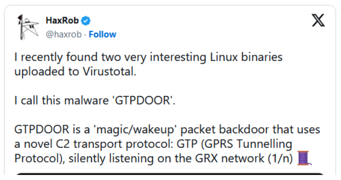隐蔽的 GTPDOOR Linux 恶意软件正将目标锁定移动运营商