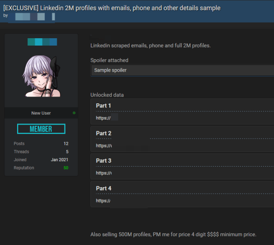 领英5亿数据在暗网出售