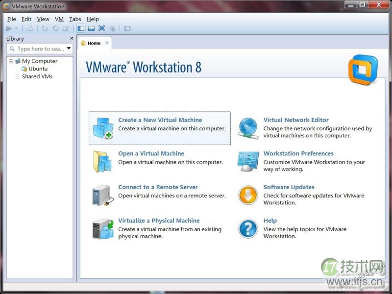 图解演示环境版本：本机系统: WIN7虚拟机：VMware Workstation 8 （英文版）安装目标：Ubuntu Desktop 12.04 LTS  （请点击这里）先下载好iso镜像文件详细过程图解：0. 初始画面，点击“Create a New Virtual Machine”（左上Ubuntu为本人已有开发环境机，请忽略）1. 点击“Custom（自定义）”2. 无需选择，直接Next（上面是选Workstation版本的兼容性的，这里默认为当前版本8.0，之前版本的不同在于Limitations（局限），如内存更少，不支持HD Audio等）3. 选择“I will install the operating system later”这里无严格要求的同学，是可以选择第二项“Installer disc image file (ios)”的，之后会VMware会自动得知你的iso是Linux（Ubuntu），只要求你输入Full name，和用户名密码等简单的用户设定，但是这是一个Easy install，如VMware原文所说“When the New Virtual Wizard detects an operating system that supports Easy Install, the wizard prompts you for information about the guest operating system. After the virtual machine is created, the guest operating system installation is automated and VMware Tools is installed.” 我觉得是因为这个OS的自动安装，不完全，导致一些核心命令无法使用、无反应等一些问题。所以有更高要求的同学，不能选这项，需要完全、自定义的安装。4. 在Version下选择“Ubuntu”，注：64位Ubuntu需要选下面那个“Ubuntu 64-bit”5. 设置虚拟机名称（即每次启动VMware左上方显示的名字），之后选择你想的在WIN7里的安装路径（默认在C盘，很不方便）。6. Number of processors（处理器个数）选择为2我是i7处理器，配置较好无压力的，感觉双核比单核好一些（假如没用VMware不会这么设计，但是对于更多的，没必要），下面那个应该没必要选，有非常懂的同学，请留言赐教。7. 内存大小选择，使用自动推荐的1G内存（本机内存8G）。同学们在虚拟机里，应该不会跑什么惊天地泣鬼神的大程序，内存大不等于快，而是更多的数据放在内存里而非硬盘里，对于内存消耗大的程序、系统会变快。去年做本科毕设的时候，调整过虚拟机的内存从1G为2G，结果竟然变慢了，应该是外面WIN7被占用了的问题。8. Network Type网络类型选择，本次选择默认的“NAT”注：这里有一点本人经历的非常重要需要说明，使用“NAT”的话，需要外面的WIN7使用一根线连接上网，才能在Ubuntu里上网（如同Ubuntu是你的真正OS的感觉，不需要手工配置任何IP信息），不能默认使用无线连接。这点对有些笔记本同学可能会造成麻烦。当然不是说不能通过手动配置IP相关解决，但是为了避免每次都配置的麻烦，请直接使用“bridged”桥接手动配置。9. 默认即可，直接“Next”10. 默认即可，直接“Next”第三项为直接划分硬盘给该虚拟机使用，意思应为绕过WIN7的那个文件夹管理，直接给虚拟机只用一块硬盘空间，有高级需要的同学可以选择。所以，注：默认的那个可以轻松实现copy，move，当你想拷给另外一个人，或者换机器的时候。11. 磁盘选择，默认即可，直接“Next”12. 选择“Store virtual disk as a single file”上面那个方框，是说现在就立即分20G给这个虚拟机，假如不够，还是会一点一点随着你的使用增加（跟不选一样）。假如同时没有很多个虚拟机装在WIN7上，或者硬盘空间太大又不放东西，可选。13. 虚拟机文件的存放地址，选个D盘的位置就行了。14. 点击“Finish”，完成了虚拟机的配置工作这里点击“Customize Hardware”的话，有机会对前面不满意的虚拟机硬件设置（处理器个数，内存大小等）重新设置，所以前面不满意的同学，不用点cancel重来，实际上在以后的使用过程，也是可以随时改变虚拟机的配置的，这点不用担心。15. 完成后，可以看到左上角多出了“Ubuntu 12.04”，先别急着Power on，还没装ubuntu呢。。。点击“Edit virtual machine settings”16. 在弹出的settings里，点击“CD/DVD(IDE)”，然后在右侧点击“Use ISO image file”，再选择你开始下载好的Ubuntu 12.04的iso镜像文件的路径然后点“OK”。17. 启动虚拟机，即点击step 15里的“Power on this virtual machine”，之后Ubuntu 12.04开始了安装，先选择语言，然后点击“Install Ubuntu”18. 假如选择“Download updates while installing”为安装过程直接安装最近的更新，假如选择“Install this third-party software”为安装第三方软件19. 选择“Something else”，将要对虚拟机的20G硬盘做手动分区20. 点击“New Partation Table”（新建分区表）21. 在弹出的对话框里，选择“Contunie”22. 选中新出现的“free space”（空闲空间），点击“Add”23. 注意下图中的“Primary”，“Beginning”， “Ext4 ...”均为默认，不需要修改；数字为大小，以MB为单位（注：不用追求1024凑整，硬盘实际上是凑不整的。。。），这里选择10000=10G；最后的“Mount point（挂载点）”下拉列表中，选中“/”，完成该步，点“OK”注意：“/ ” 建议大小在5GB以上。（根据关于“Ubuntu手动分区”的多个相关文章一致得来）非常注意：本人上次弄了个6G，结果进去下libraries，一下就满了，那叫一个悲剧！所以，同学们千万别抱着“5G以上”来想，ubuntu应该自己就占了4、5G，不想悲剧的同学至少8G以上吧，20G确实不大，但是假如打算长期的同学，应该不会使用虚拟机了，20G跑程序，绰绰有余，等喜欢了熟悉了，再来个真的吧。24. 再次选中“free space”（同step 22图中），点击“Add”；注意下图中“Logical”，“Beginning”均为默认，大小选择1000（1G）；在Use as的下拉列表中选择“swap area”，注：最后的下拉列表为灰色，意为swap area不用选择挂载点；完成该步，点“OK”注意：“swap area” 即交换分区，建议大小是物理内存的1~2倍。（根据关于“Ubuntu手动分区”的多个相关文章一致得来）不需要太大，1G足以。25. 再次选中“free space”（同step 22图中），点击“Add”；注意下图中“Logical”，“Beginning”， “Ext4 ...”均为默认；注：大小选择也为默认，即所有的剩余空间；最后的“Mount point”下拉列表中，选中“/home”；完成该步，点“OK”注意：“/home” 存放普通用户的数据，是普通用户的宿主目录，建议大小为剩下的空间。（根据关于“Ubuntu手动分区”的多个相关文章一致得来）注：三个分区的顺序不要变，因为/home在最后便于默认选择“剩余的空间”，避免手工分配。26. 至此，所有分区工作已经完成，如下图所示。注：假如不满意可以点击“Revert（还原）”来重新分区，直到满意和准确无误为止。假如感到满意，点击“Install Now”注：上图为悲剧图，6G的/是不够的，这个图没有更新，仅供参考，不比看数字。27. 选择你所在的时区，自动调整时间，夏令时什么的手动调不方便，之后都点击“Continue”以继续28. 键盘选择US，一般国内买的电脑都是这样的，可根据情况自己选择29. Ubuntu的个人设置，根据自己需要填写用户名密码等30. 最后安装完成，点击“Restart Now”重启Ubuntu即可31. 停止在如下画面，按“回车”即可至此，全部安装过程完毕，我们可以进入到Ubuntu 12.04的桌面工作了。一定要注意：由于未使用自动安装，所以现在我们的虚拟机不含有VM Tools，导致无法全屏虚拟机等等问题，需要安装VM tools，详情请搜索即可。